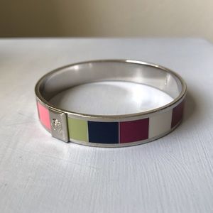 MULTICOLOR SILVER COACH LEGACY BANGLE BRACELET EUC